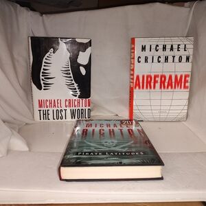 Lot of 3 Michael Crichton Books: Airframe, The Lost World, Pirate Latitudes VG H